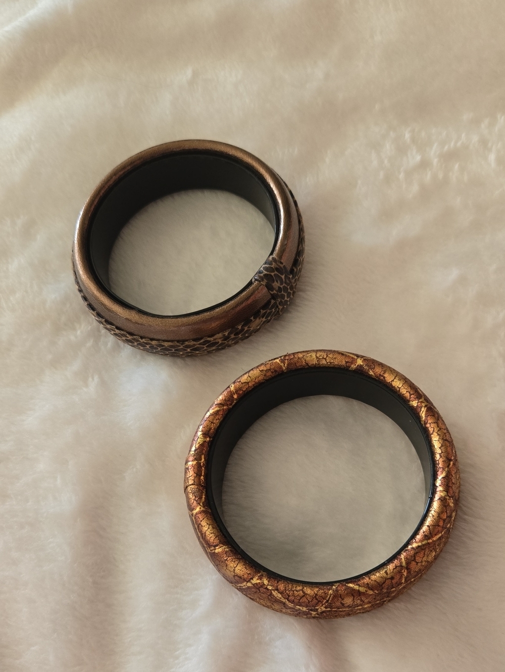 Gold and Bronze Textured Bangle Bracelets - Women Accessories.